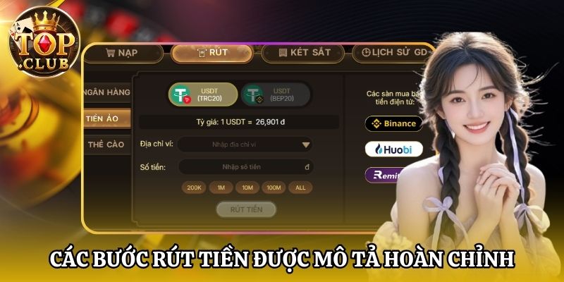 Các bước rút tiền được mô tả hoàn chỉnh